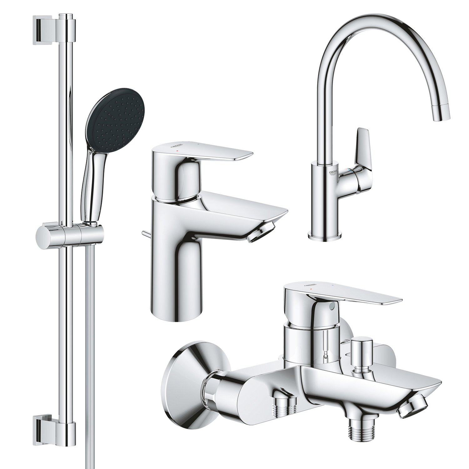 30623-1 Grohe Набiр змiшувачiв QuickFix Start Edge 4 в 1 для ванни та кухні (UA202501SK) - Зображення 1