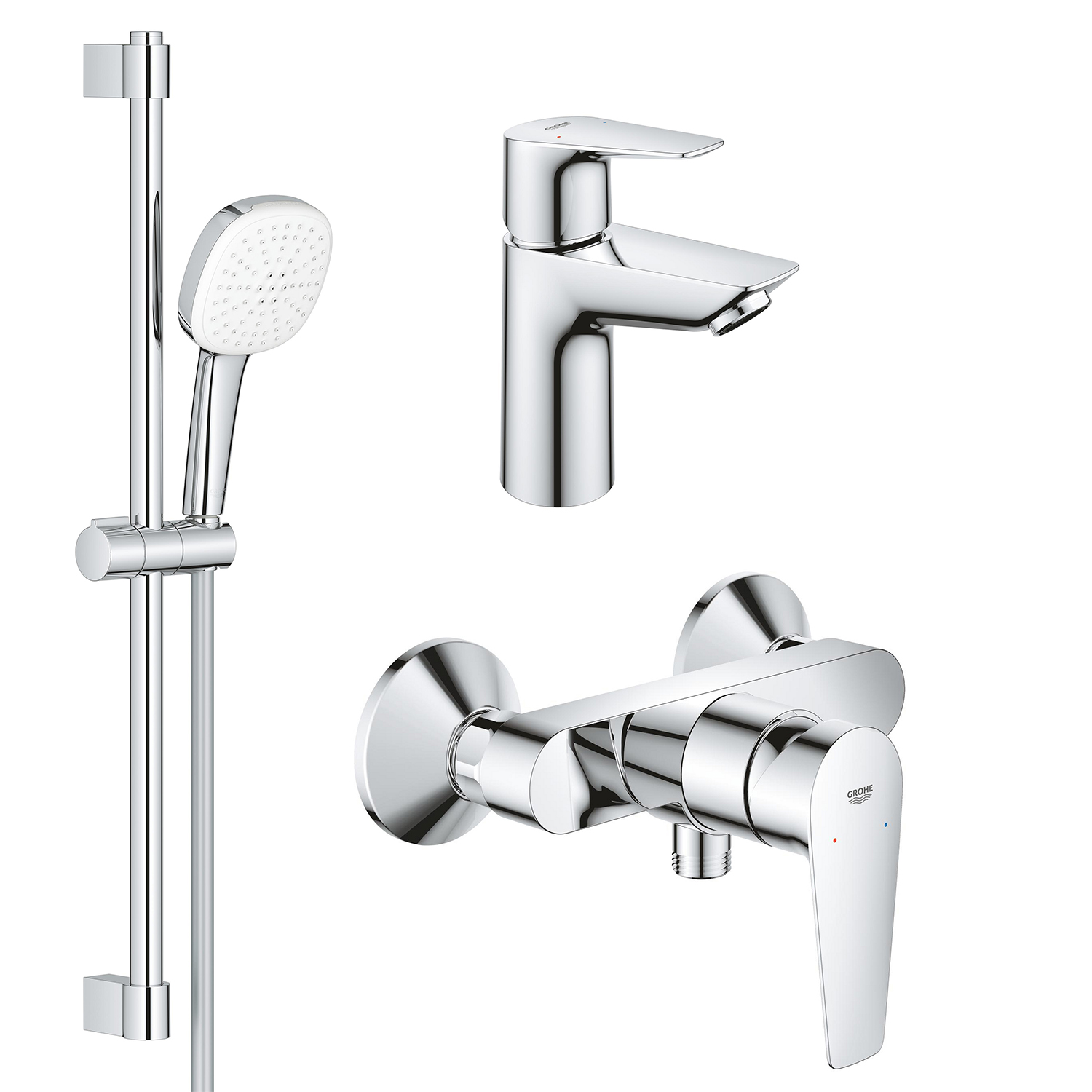 39898-1 Grohe Набiр змiшувачiв BauEdge New 3 в 1 для ванни (UA123208S1 ) - Зображення 1