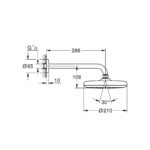 Grohe Tempesta 210 Верхній душ с душовим кронштейном 286 мм, 1 режим струменю (26411000) - Зображення 3