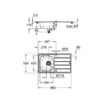 Grohe Мийка для кухні 860 x 500 мм з ексцентриком, 1 чаша (31552SD1) - Зображення 4