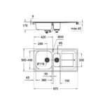 Grohe Мийка для кухні 970 x 500 мм з ексцентриком, 2 чаши, матова (31564SD0) - Зображення 2