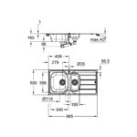 Grohe Мийка для кухні 965 x 500 мм з ексцентриком, 2 чаши, матова (31564SD1) - Зображення 3