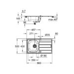 Grohe Комплект Мийка для кухні 860 x 500 мм + Eurosmart Одноважільний змішувач (31565SD1) - Зображення 3