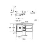 Grohe Мийка для кухні 1000 x 500 мм з ексцентриком, 2 чаши, матова (31572SD1) - Зображення 3