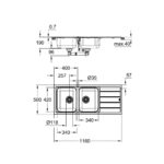 Grohe Мийка для кухні 1160 x 500 мм з ексцентриком, 2 чаши, матова (31588SD1) - Зображення 3