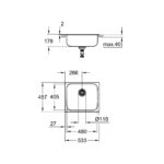Grohe Мийка для кухні 533 x 458 мм, 1 чаша, матова (31719SD0) - Зображення 2