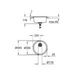 Grohe Мийка для кухні D 440 мм кругла, матова (31720SD0) - Зображення 2