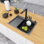 Чорна раковина на кухню з лівим крилом Nett NB-6045(L) - Зображення 2